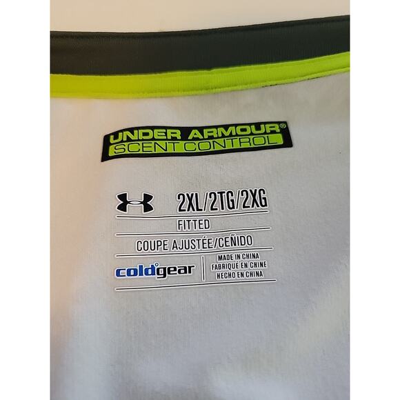 Under Armour Scent Control ColdGear Green Camo LS V Neck Shirt Womens Plus 2XL - Picture 11 of 12